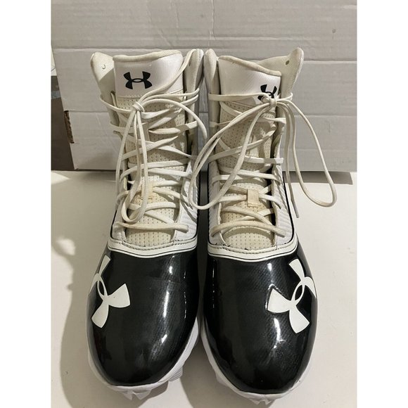 Under Armour Men's Size 10.5 black white HI top Highlight cleats Athletic Shoes - Picture 4 of 8